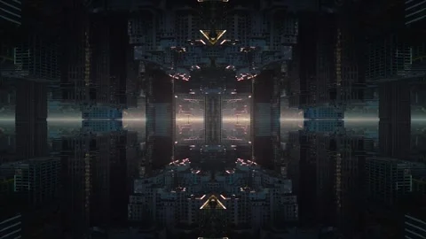 Abstract Technological Background with Mirrored Glass Patterns at Sunset Stock Footage 306943742