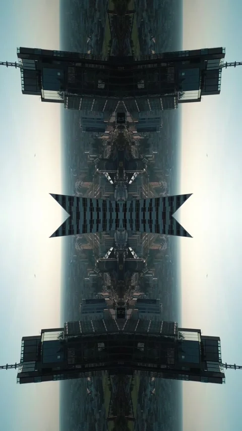 Abstract Technological Background with Mirrored Glass Patterns at Sunset Stock Footage 316130594