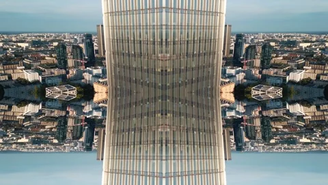 Abstract Technological Background with Mirrored Glass Patterns at Sunset Stock Footage 320525080