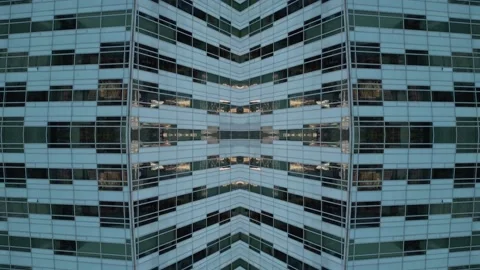 Abstract Technological Background with Mirrored Glass Patterns at Sunset Stock Footage 320525565
