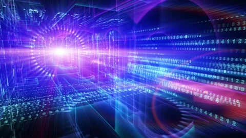 Abstract technological background moving in digital cyberspace Stock Footage 99097114