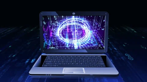 Abstract technological background on screen of laptop. Stock Footage 36460213