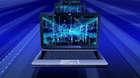 Abstract technological background on screen of laptop. Stock-Footage 36950642