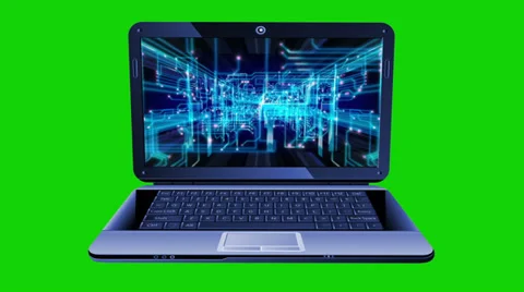 Abstract technological background on screen of laptop Video stock 36951588
