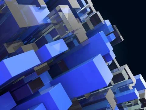 Abstract technological background with squares. 3D render Foto stock
