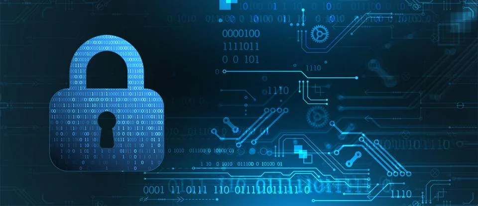 Abstract technological background on the topic of information security. Abstr Stock Illustration