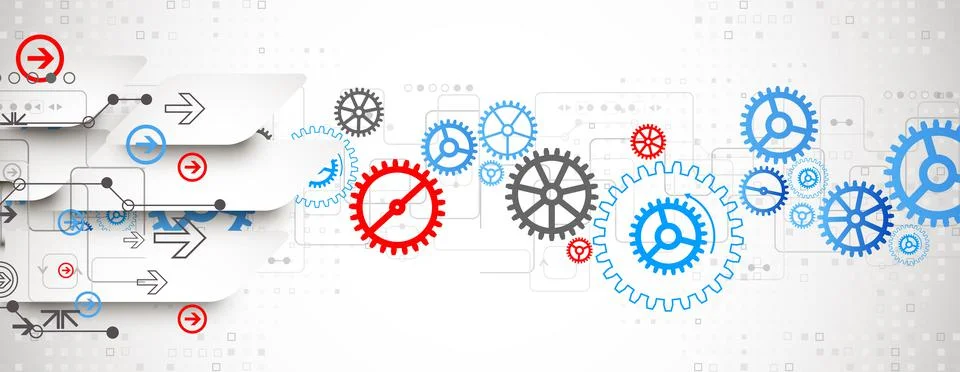 Abstract technological background with various cogwheels. Vector illustration Stock Illustration