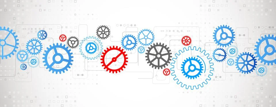Abstract technological background with various cogwheels. Vector illustration Stock Illustration