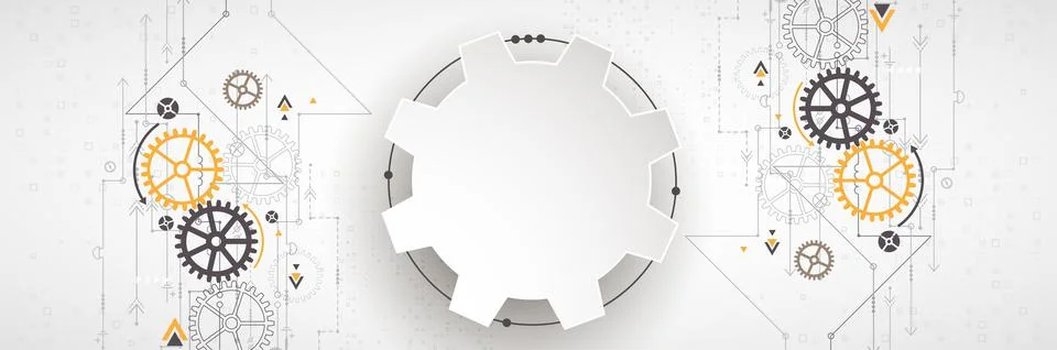 Abstract technological background with various cogwheels. Vector illustration Stock Illustration