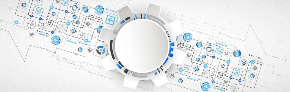 Abstract technological background with various cogwheels. Vector illustration Stock Illustration