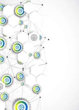 Abstract technological background with various elements. Stock Illustration