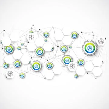 Abstract technological background with various elements. Stock Illustration