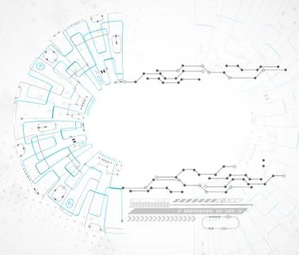 Abstract technological background with various elements Stockillustratie