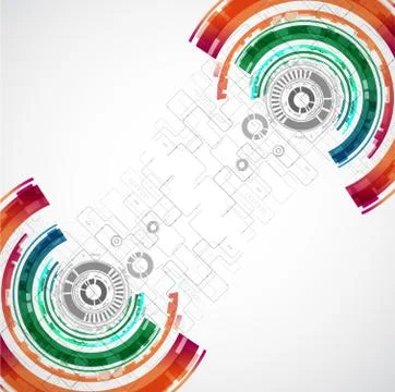 Abstract technological background with various elements 库存插图