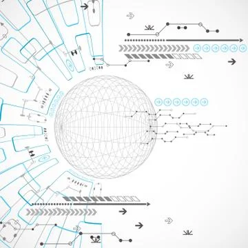 Abstract technological background with various elements Stock Illustration