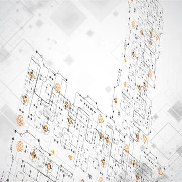 Abstract technological background with various elements Stock Illustration