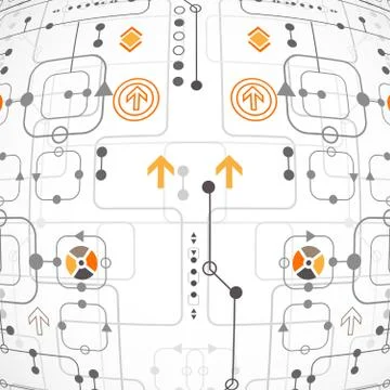 Abstract technological background with various elements Stock Illustration
