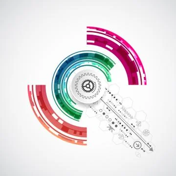 Abstract technological background with various elements. Illustrazione stock