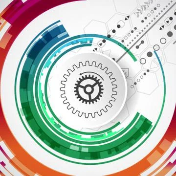 Abstract technological background with various elements. Illustrazione stock