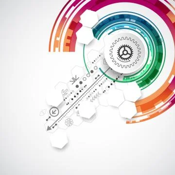 Abstract technological background with various elements. 스톡 일러스트