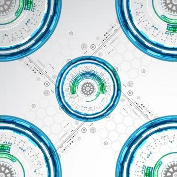 Abstract technological background with various elements Stock Illustration