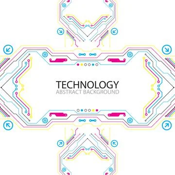 Abstract technological background with various elements. CMYK concept. Stock Illustration