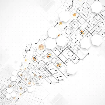 Abstract technological background with various technological elements Stock Illustration