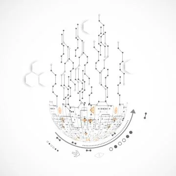 Abstract technological background with various technological elements Stock Illustration