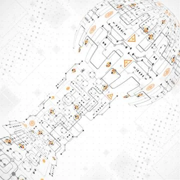 Abstract technological background with various technological elements Illustrazione stock