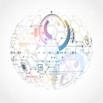 Abstract technological background with various technological elements 스톡 일러스트