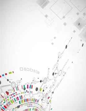 Abstract technological background with various technological elements Stock Illustration