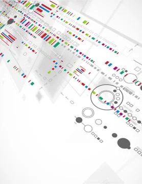 Abstract technological background with various technological elements Stock Illustration