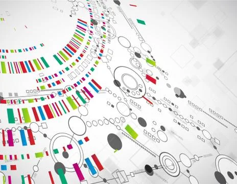 Abstract technological background with various technological elements Stock Illustration