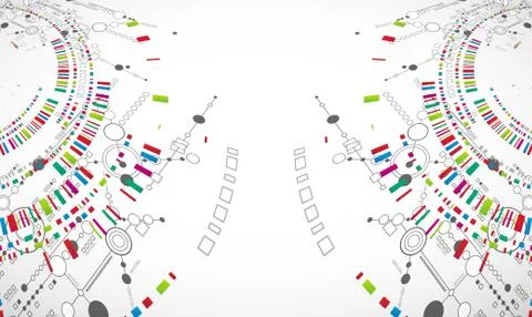 Abstract technological background with various technological elements 스톡 일러스트