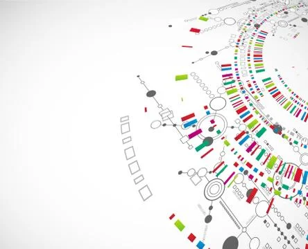 Abstract technological background with various technological elements Stock Illustration