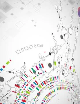 Abstract technological background with various technological elements Stockillustratie