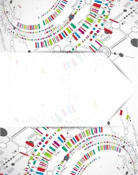 Abstract technological background with various technological elements Stock Illustration