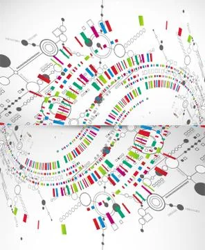 Abstract technological background with various technological elements Stock Illustration