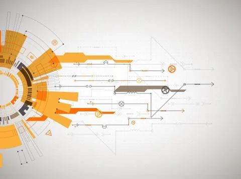 Abstract technological background with various technological elements. Struct Stock Illustration