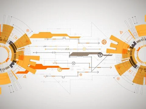 Abstract technological background with various technological elements. Struct Stock Illustration