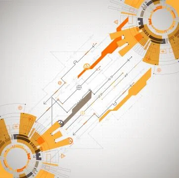 Abstract technological background with various technological elements. Struct Stock Illustration