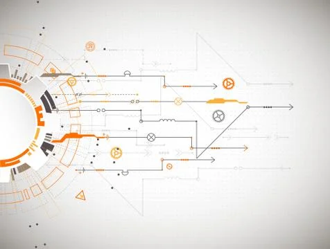 Abstract technological background with various technological elements. Struct Stock Illustration