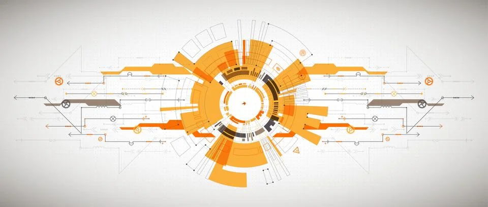 Abstract technological background with various technological elements. Struct Stockillustratie