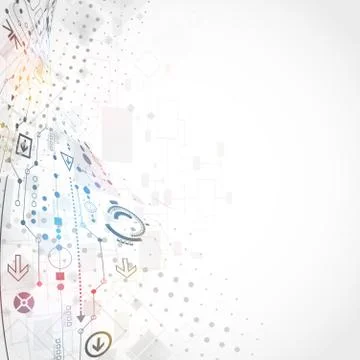 Abstract technological background with various technological elements Illustrazione stock