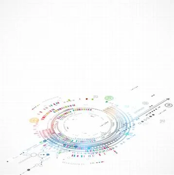 Abstract technological background with various technological elements Stock Illustration