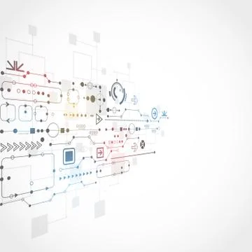 Abstract technological background with various technological elements イラスト素材