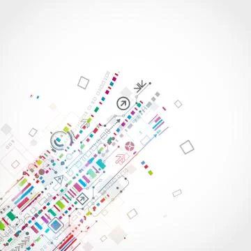 Abstract technological background with various technological elements Stock Illustration