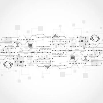 Abstract technological background with various technological elements 库存插图