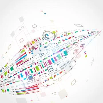 Abstract technological background with various technological elements 库存插图