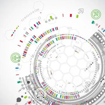 Abstract technological background with various technological elements 스톡 일러스트